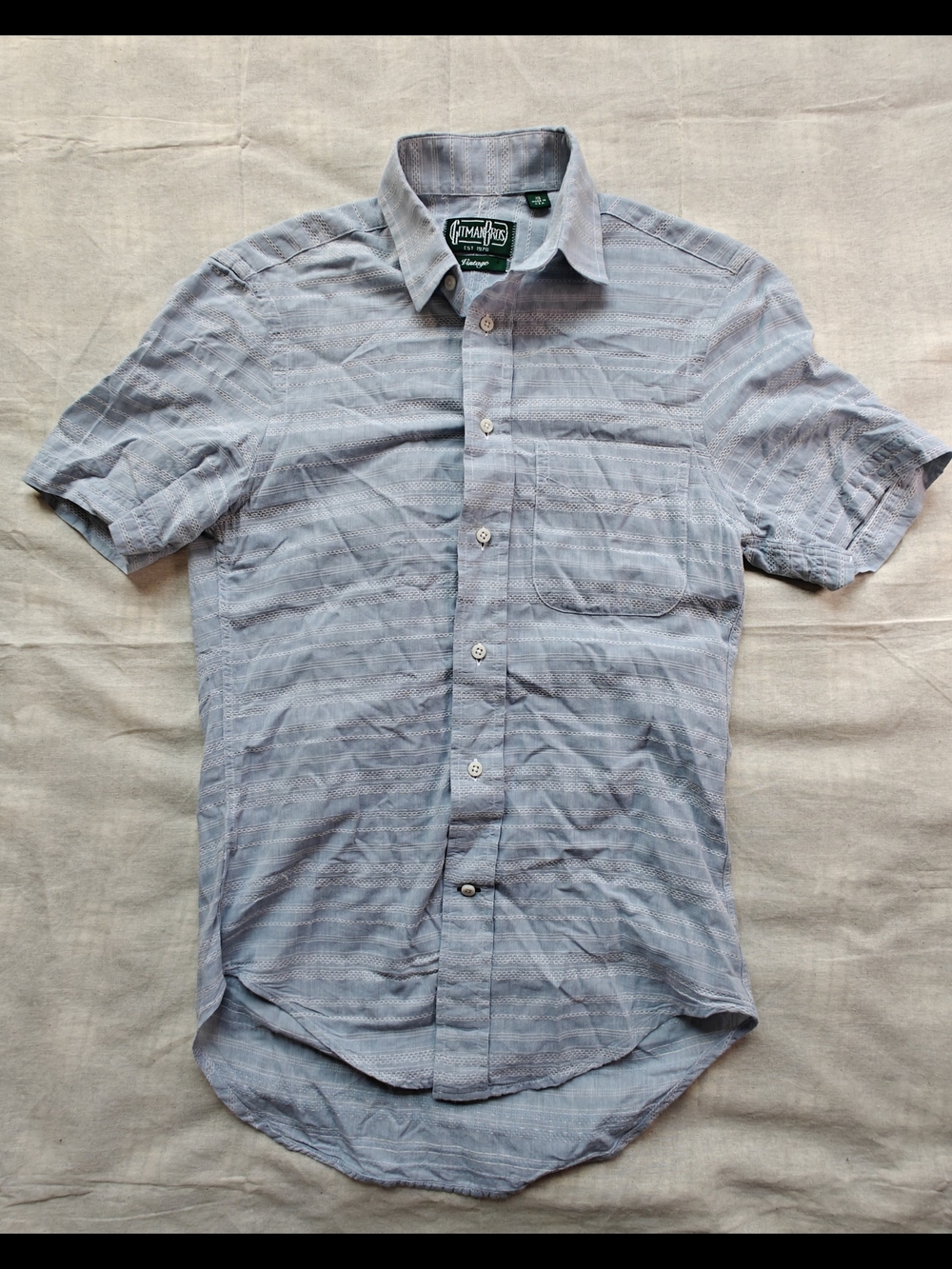 Gitman Brothers Linen Blend Light Blue Short-Sleeve Button-Down Shirt